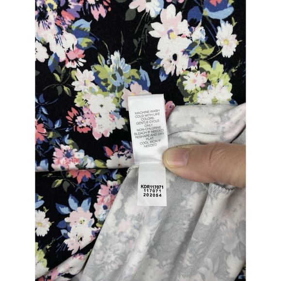 J Jill Wearever Maxi Dress Womens XL Black Floral Colorful Boho Sleeveless Knit - Picture 7 of 8